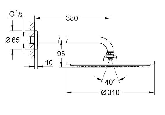 Grohe Rainshower Cosmopolitan 310 hovedbruser - Børstet hard graphite Grohe Rainshower Cosmopolitan 310 hovedbruser - Børstet hard graphite
