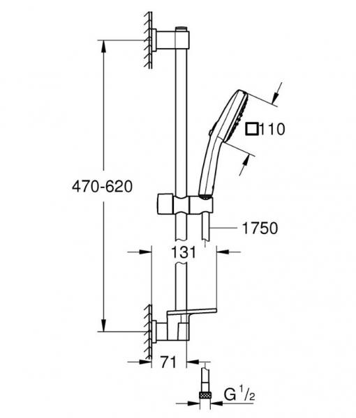 Grohe Vitalio Comfort 110 brusesæt 2 sprays inkl. brusehylde Grohe Vitalio Comfort 110 brusesæt 2 sprays inkl. brusehylde