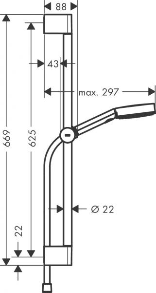hansgrohe Pulsify Select S 3jet Relaxation bruses&aelig;t m/EcoSmart - Mat sort