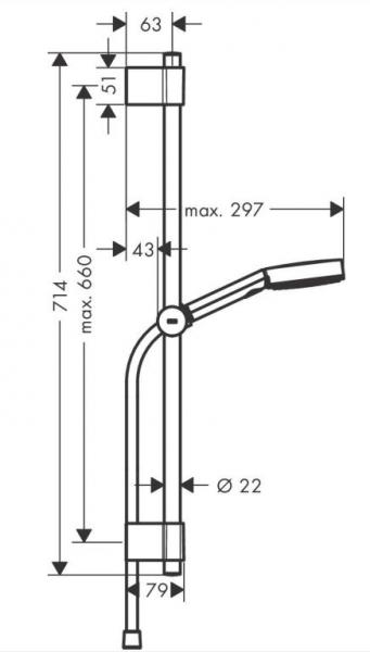 hansgrohe Pulsify Blend 3jet Relaxation bruses&aelig;t - Krom