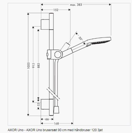AXOR Uno 2 Select bruses&aelig;t S120 - Krom