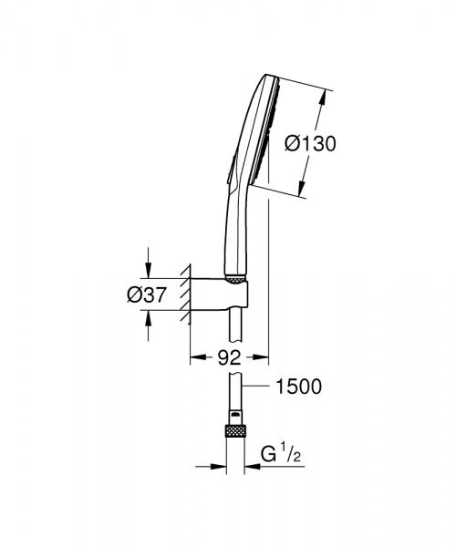 Grohe Rainshower SmartActive 130 h&aring;ndbruser - Krom