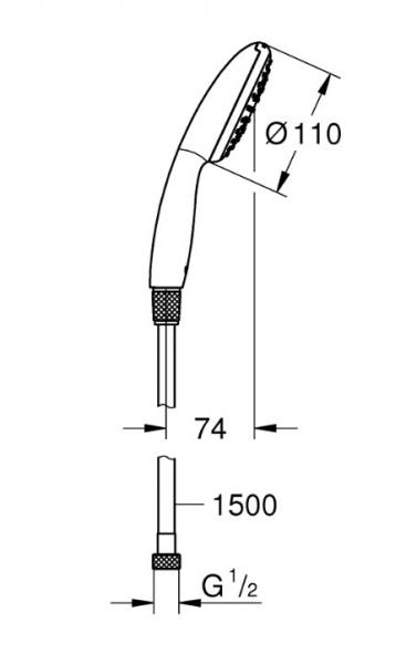 Grohe Vitalio Start 110 håndbruser 1 spray inkl. bruseslange og WaterSaving Grohe Vitalio Start 110 håndbruser 1 spray inkl. bruseslange og WaterSaving