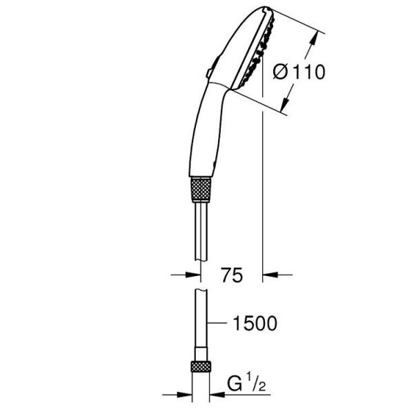 Grohe Vitalio Start 110 håndbruser 2 sprays inkl. bruseslange Grohe Vitalio Start 110 håndbruser 2 sprays inkl. bruseslange
