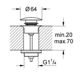 Grohe push-open bundventil 1 1/4 - Poleret Hard Graphite Grohe push-open bundventil 1 1/4 - Poleret Hard Graphite