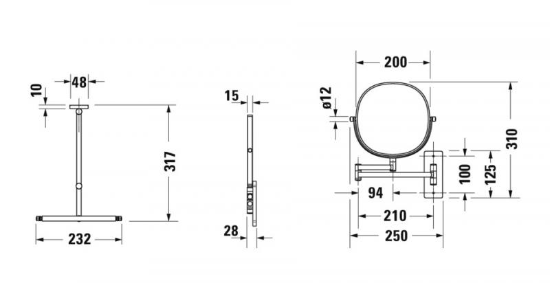 Duravit D-Code makeupspejl m/3x forst&oslash;rrelse - Krom