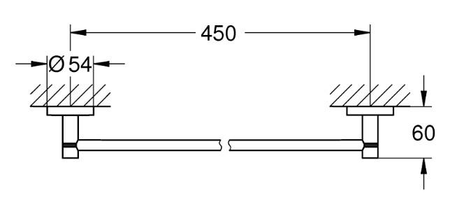 Grohe Essentials h&aring;ndkl&aelig;destang - 450mm - Krom