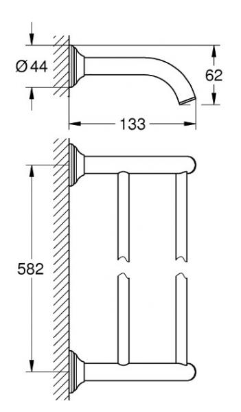 Grohe Essentials Authentic dobbelt h&aring;ndkl&aelig;destang - 582mm - Krom