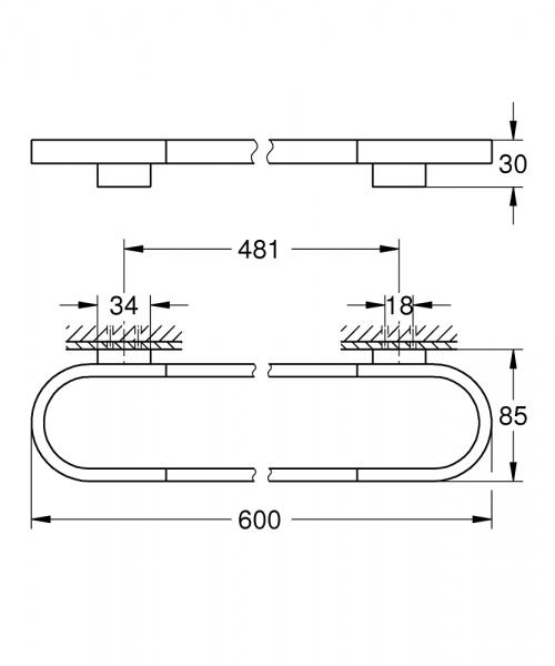 Grohe Selection h&aring;ndkl&aelig;destang - 600 mm - B&oslash;rstet hard graphite