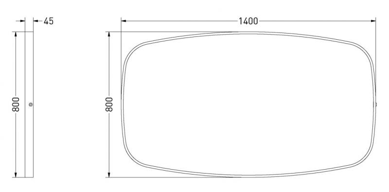 Sanibell Ink SP31 spejl m/lys, varme og sensor 140 x 80 cm - B&oslash;rstet rustfrit st&aring;l
