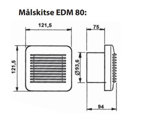 Thermex EDM 80 badev&aelig;relsesventilator (standard model) 230V, hvid