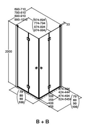 Dansani Match B+D 80x80 brusehj&oslash;rne - Klar glas/matkrom