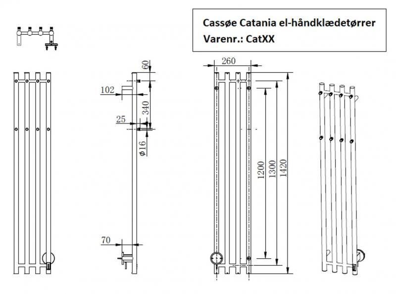Cass&oslash;e Catania h&aring;ndkl&aelig;det&oslash;rrer - 26x142 cm - Gunmetal