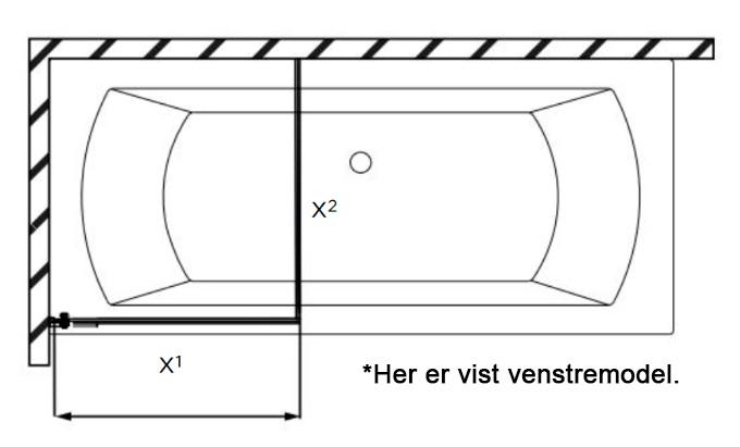 Str&oslash;mberg Noma 83 dobbelt badekarv&aelig;g - Klart glas/mat sort