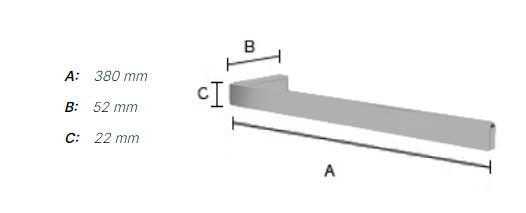 Smedbo Outline enkel h&aring;ndkl&aelig;destang - 380 mm - Sort
