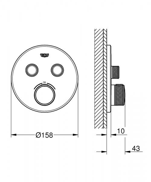 Grohe Essence komplet indbygningspakke m/SmartActive til badekar - B&oslash;rstet hard graphite