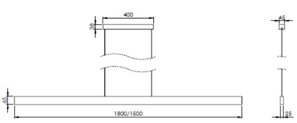 Cass&oslash;e Linea line&aelig;r pendellampe 180 cm - Mat sort