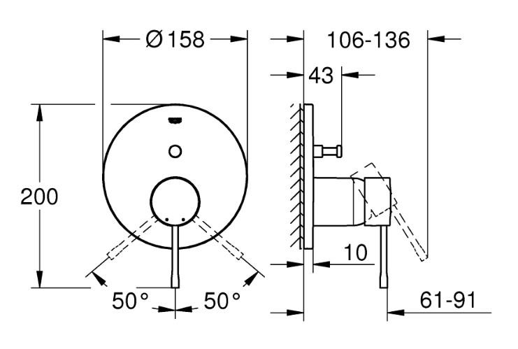 Grohe Essence komplet indbygningspakke til badekar - B&oslash;rstet warm sunset