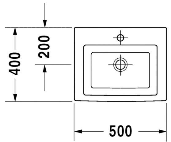 Outlet - Duravit 2nd Floor h&aring;ndvask UDEN hanehul - 500mm - slebet underkant