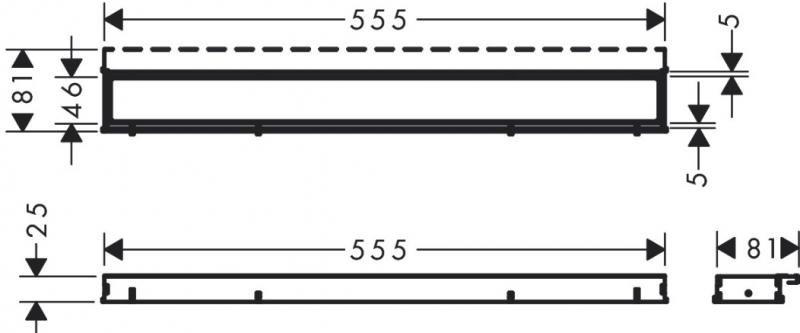 Hansgrohe RainDrain Match Kappes&aelig;t - 60 cm - Mat sort
