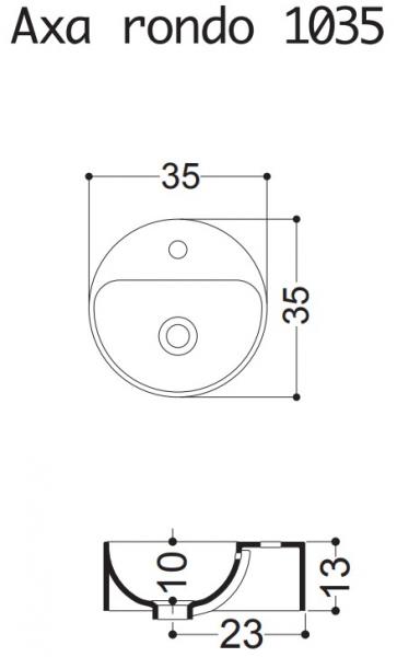 Lavabo AXA Rondo 1035 &Oslash;35 fritst&aring;ende bowlevask - 1 hanehul