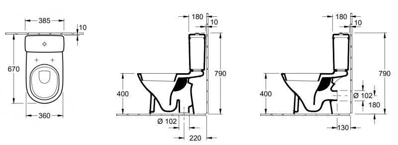 Villeroy & Boch 5760 O.Novo gulvst&aring;ende toilet m/Ceramic+
