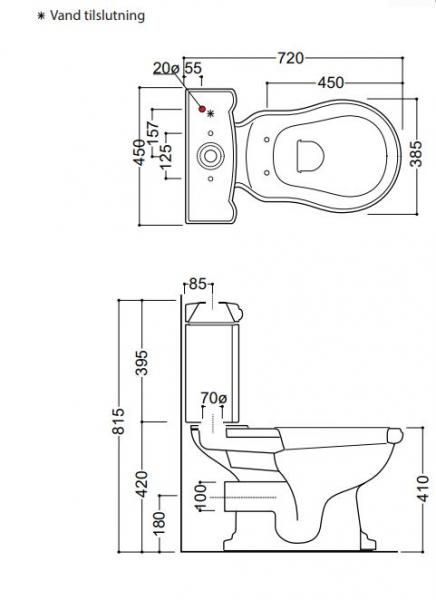 Lavabo Retro Monoblocco gulvstående toilet m/P-lås Lavabo Retro Monoblocco gulvstående toilet m/P-lås