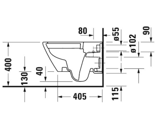 Duravit D-Neo v&aelig;gh&aelig;ngt toilet RIMless 370x400x540mm