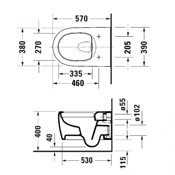 Duravit Qatego Rimless v&aelig;gh&aelig;ngt toilet