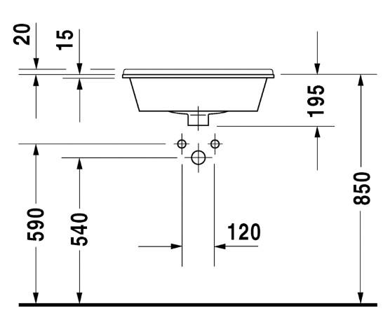 Duravit Starck 3 56 h&aring;ndvask t/nedf&aelig;ldning