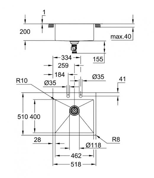 Grohe K800 k&oslash;kkenvask i rustfrit st&aring;l 46cm