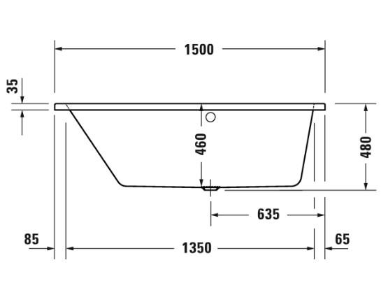 Duravit No.1 asymmetrisk badekar til indmuring 1500 x 800 mm - Venstre Duravit No.1 asymmetrisk badekar til indmuring 1500 x 800 mm - Venstre