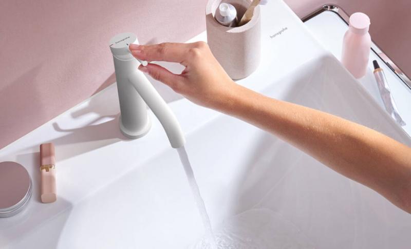 hansgrohe Tecturis S 80 h&aring;ndvaskarmatur m/CoolStart og l&oslash;ft-op bundventil - Mat hvid