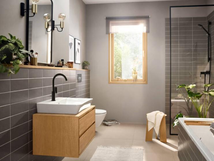 Hansgrohe Rebris E 210 h&aring;ndvaskarmatur m/bundventil - Mat sort