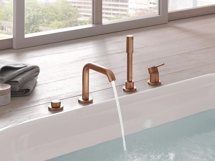 Grohe Essence komplet badekararmatur t/karkant - Børstet Warm Sunset Grohe Essence komplet badekararmatur t/karkant - Børstet Warm Sunset