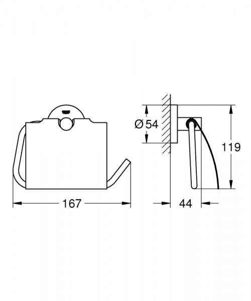 Grohe Essentials toiletrulleholder med l&aring;g - B&oslash;rstet hard graphite