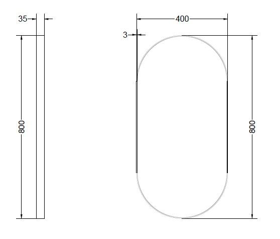 Sanibell Ink SP20 ovalt spejl m/ramme 40 x 80 cm - Mat sort Sanibell Ink SP20 ovalt spejl m/ramme 40 x 80 cm - Mat sort