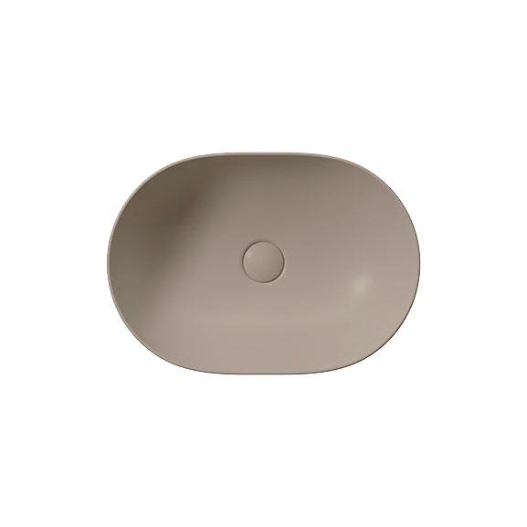 GSI Pura 50 oval fritst&aring;ende bowlevask - Uden hanehul - Tortora