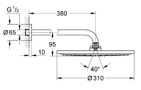 Grohe SmartControl komplet brusesystem m/Rainshower 310 og SmartActive til indbygning - B&oslash;rstet Cool Sunrise