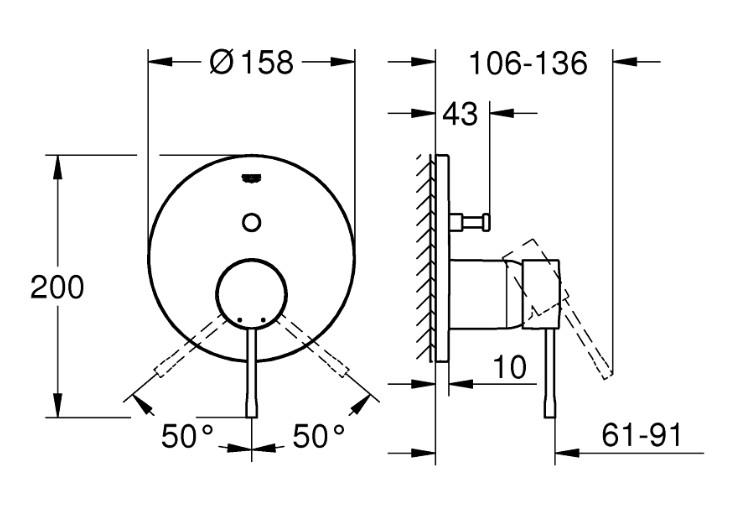 Grohe Essence komplet brusesystem t/indbygning m/Rainshower 310 hovedbrus & SmartActive h&aring;ndbrus - Supersteel