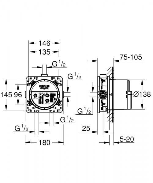 Grohe Essence komplet brusesystem m/Rainshower 310 og SmartActive t/indbygning - B&oslash;rstet hard graphite