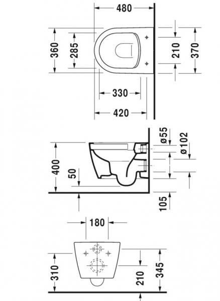 Duravit Me by Starck Compact toiletpakke inkl. s&aelig;de m/softclose, Wondergliss, cisterne og krom betjening