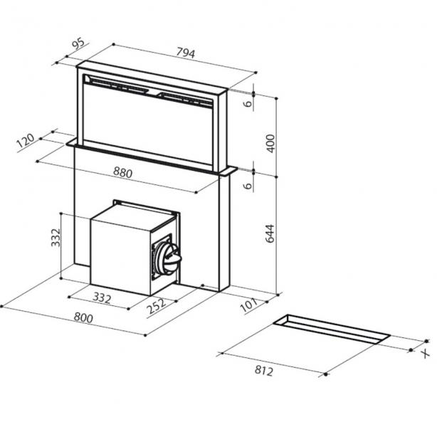 Eico Fabula W PLUS indbygget emh&aelig;tte t/ bordplade - Rustfrit st&aring;l m/hvid glas