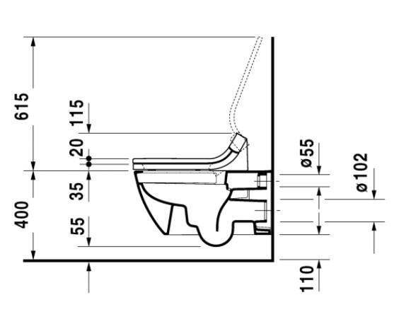 Duravit Happy D.2 Rimless hængeskål til sensowash sæde Duravit Happy D.2 Rimless hængeskål til sensowash sæde