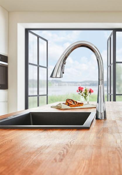Grohe Zedra k&oslash;kkenarmatur m/C-tud og udtr&aelig;k - Krom