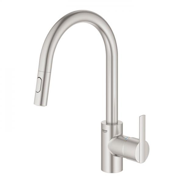 Grohe Feel k&oslash;kkenarmatur m/udtr&aelig;k og svingtud - Steel