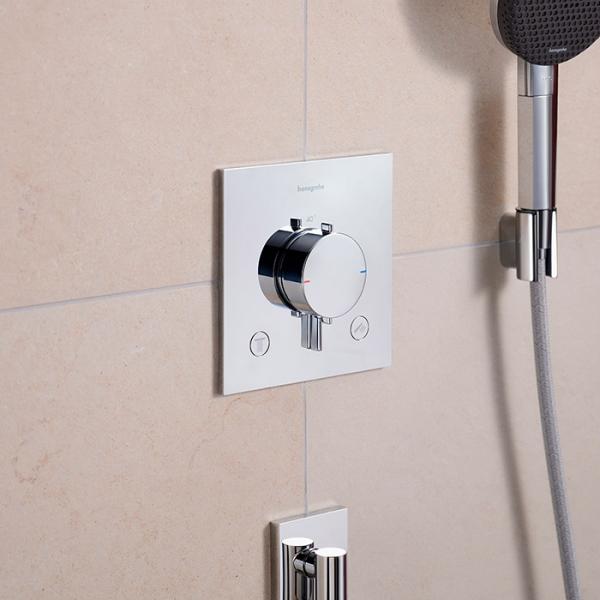 hansgrohe Ecostat Comfort E termostatarmatur til indbygning m/afsp&aelig;rring - 2 udtag - Krom