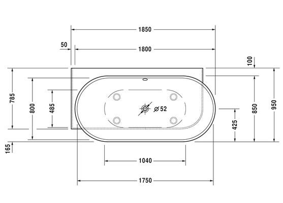 Duravit Luv fritstående badekar t/hjørne - 185 x 95 - Mat hvid - Venstre Duravit Luv fritstående badekar t/hjørne - 185 x 95 - Mat hvid - Venstre