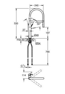Grohe Essence New k&oslash;kkenarmatur m/profi-bruser - Krom