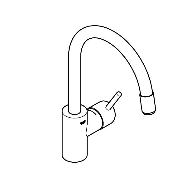 Grohe NEW Concetto køkkenarmatur m/udtræk og C-tud - Supersteel Grohe NEW Concetto køkkenarmatur m/udtræk og C-tud - Supersteel